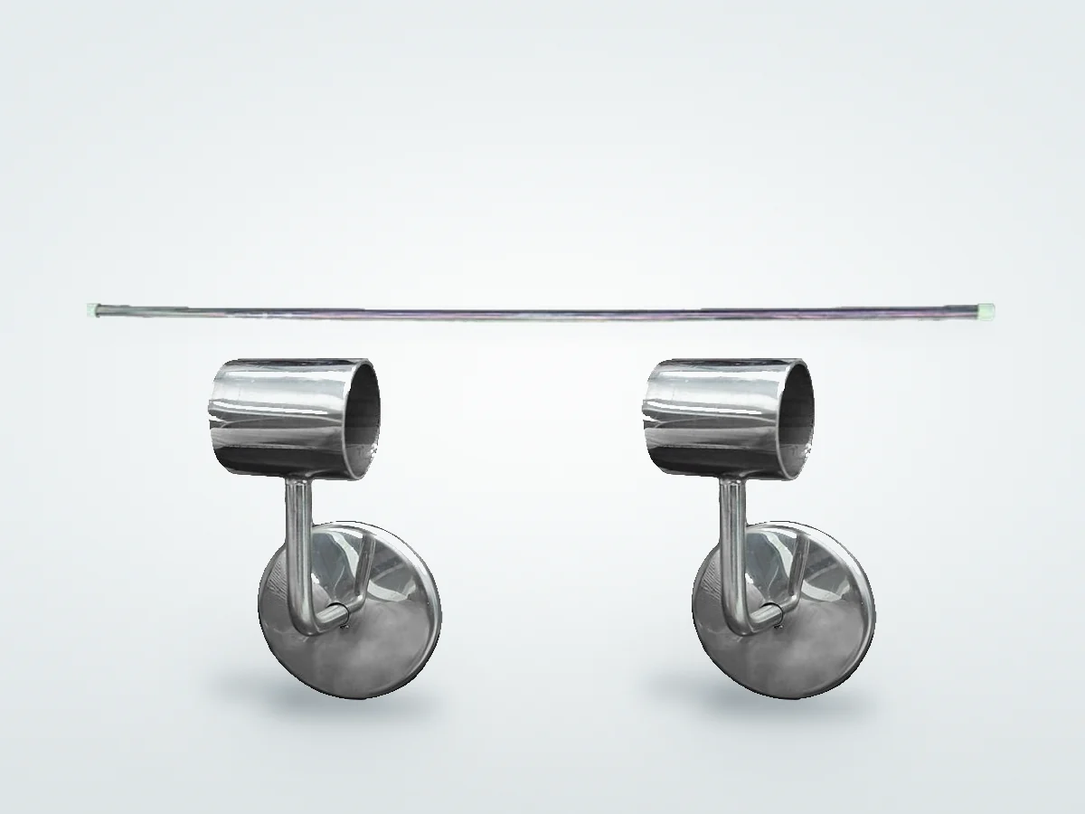 Corrimão fixo de aço inox Floty com dois suportes de fixação