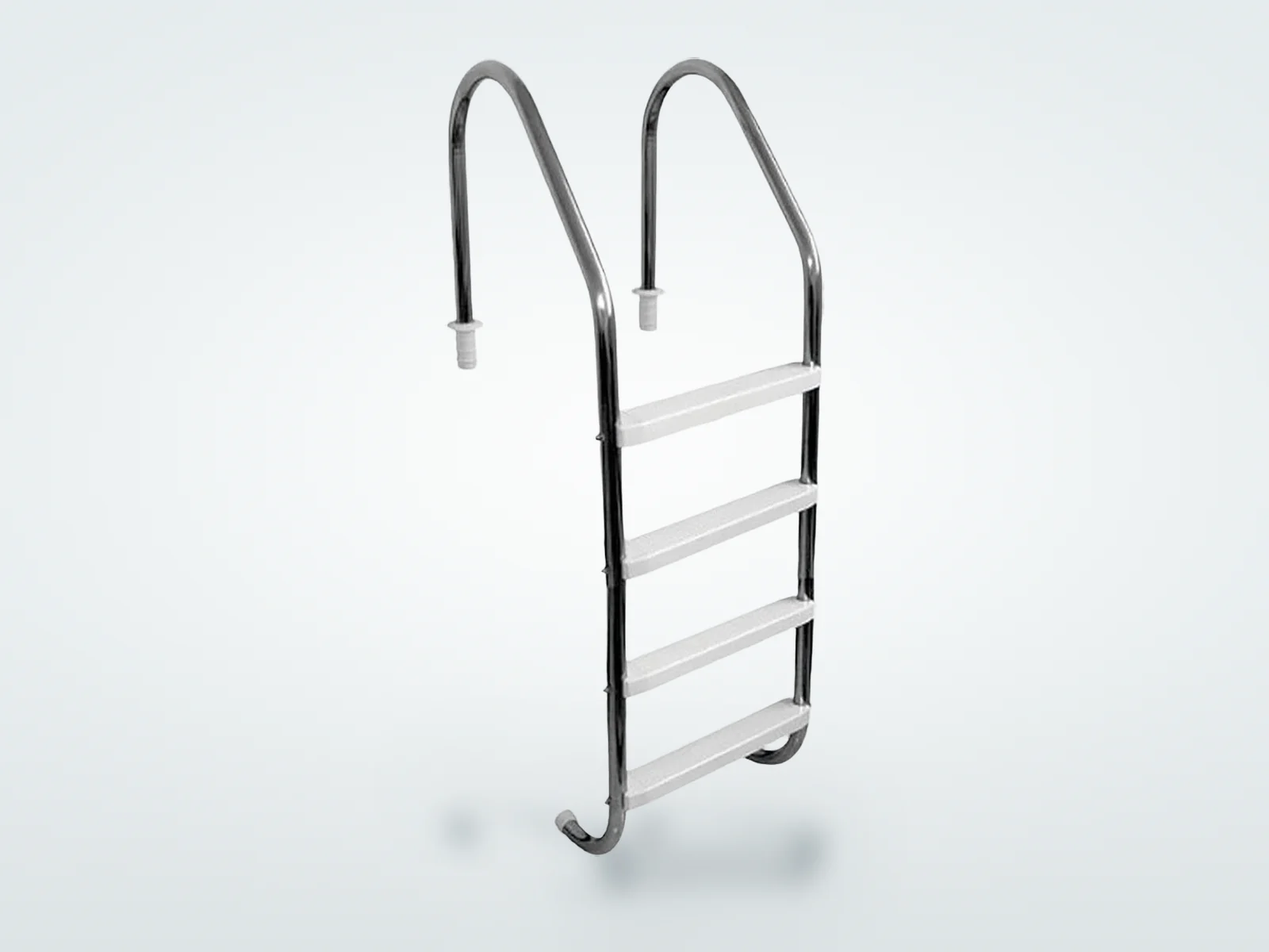 Escada tradicional de aço inox Floty para piscina, com degraus em ABS