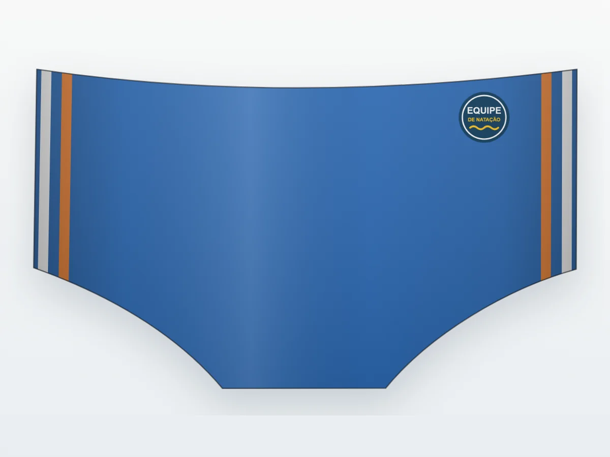 Desenho técnico do Sunga Málaga com logo de exemplo
