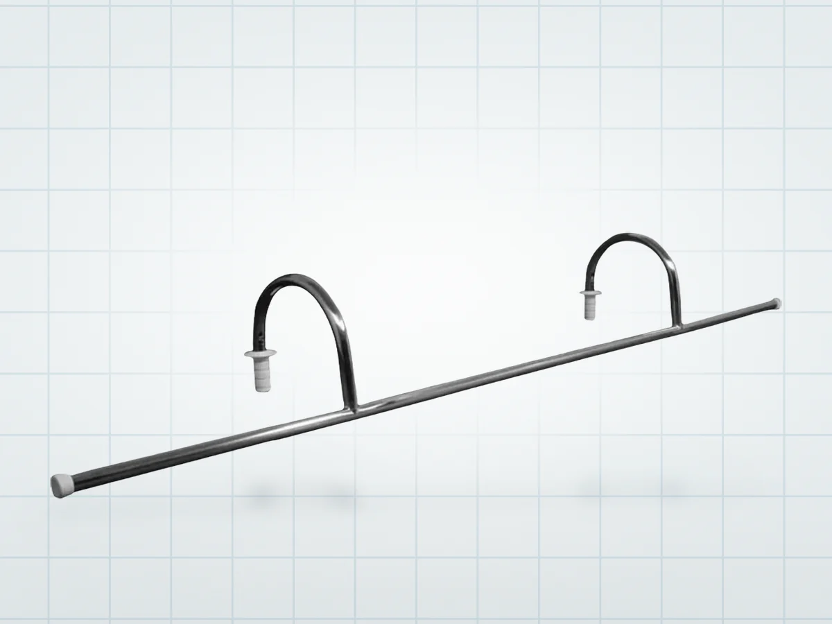 Corrimão móvel de aço inox Floty para piscina, com os dois ganchos de encaixe