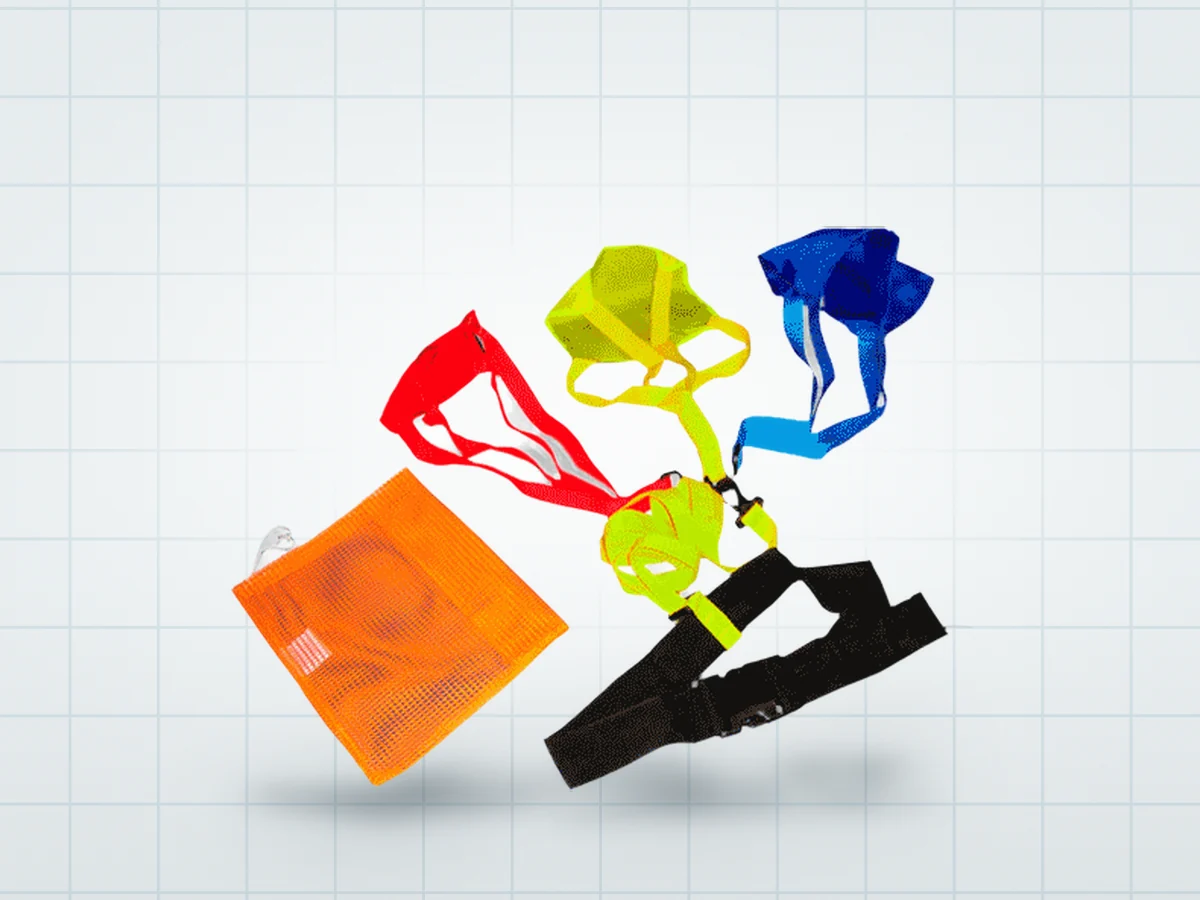 Kit de paraquedas de natação Floty: 3 paraquedas de tamanhos diferentes e cinto regulável